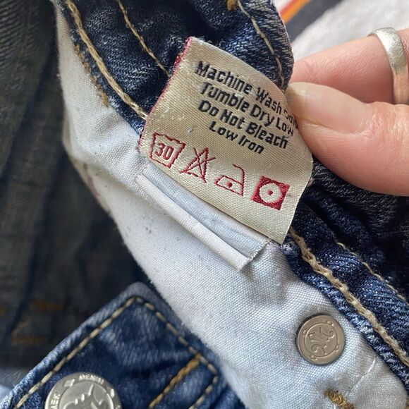 MEK Denim Jeans Womens 26/32 Blue Bootcut Oaxaca Flap Pockets.Stretch. Low Rise. - Picture 9 of 15